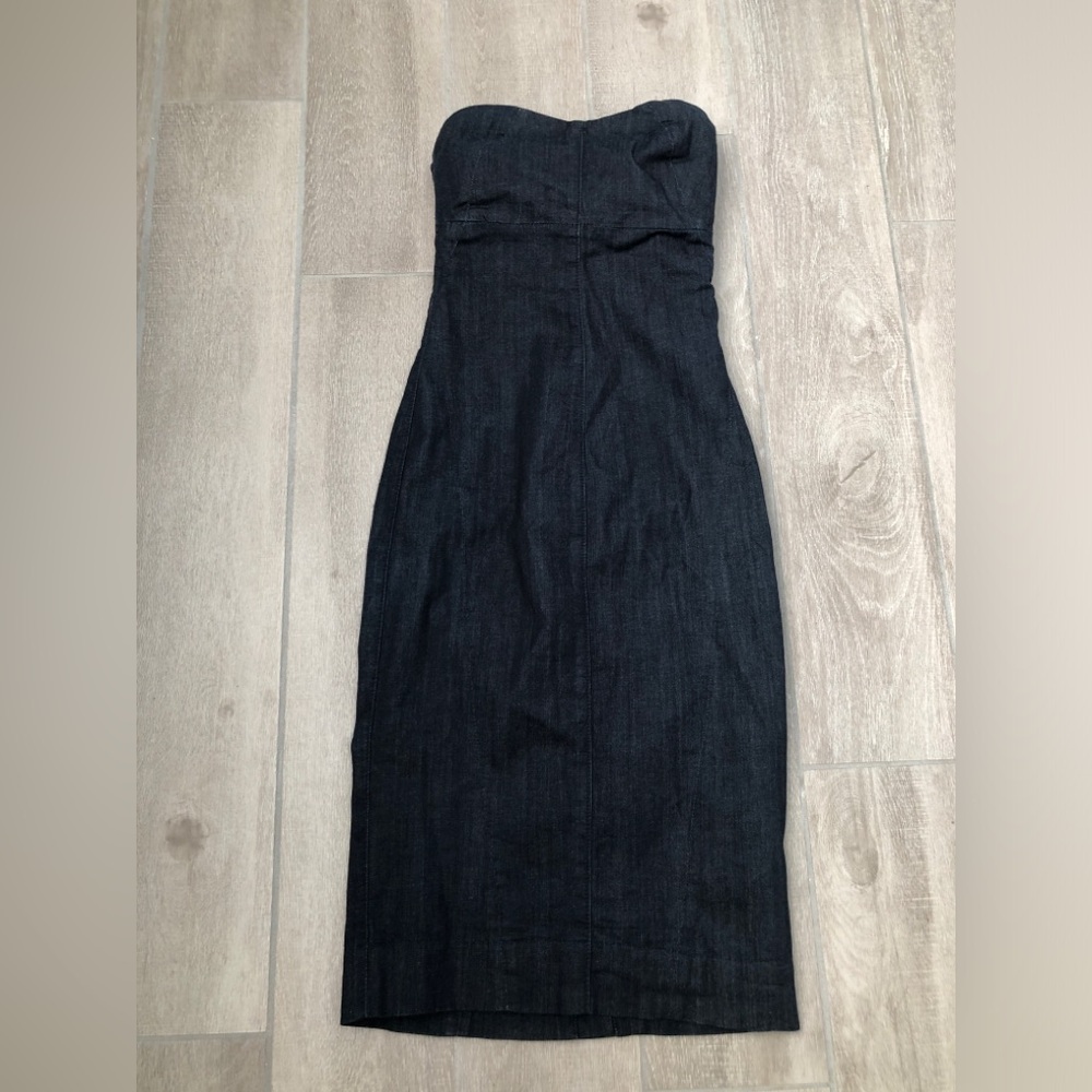 Club Monaco Strapless Dark  Denim Dress